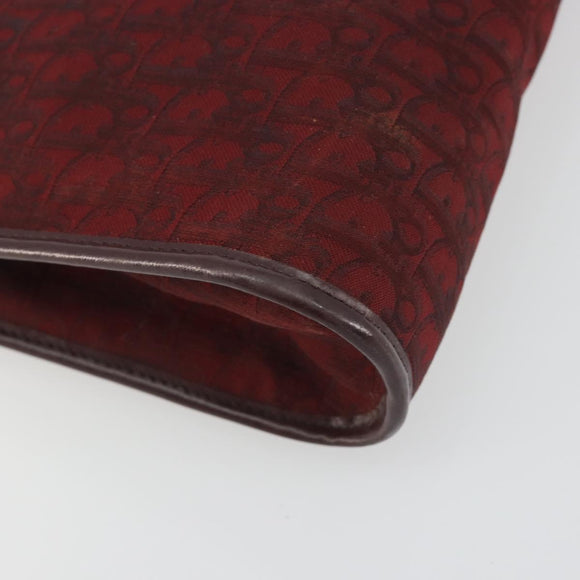 Christian Dior Trotter Canvas Shoulder Bag Red Gold Auth 193068