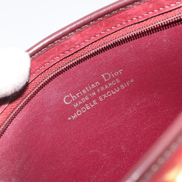 Christian Dior Trotter Canvas Shoulder Bag Red Gold Auth 193068