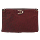 Christian Dior Trotter Canvas Shoulder Bag Red Gold Auth 193068-13