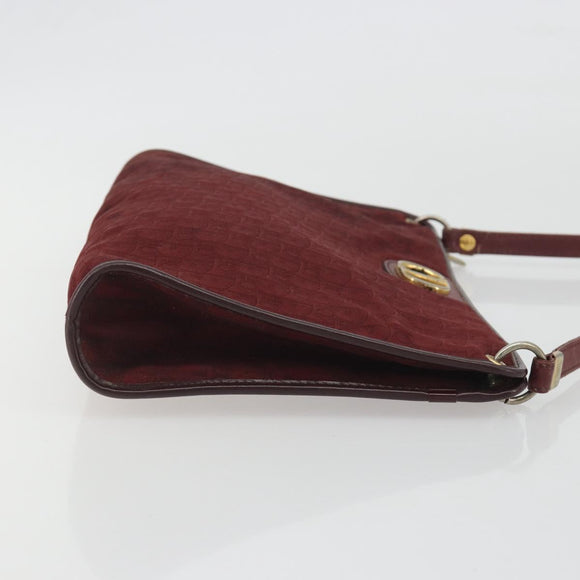 Christian Dior Trotter Canvas Shoulder Bag Red Gold Auth 193068