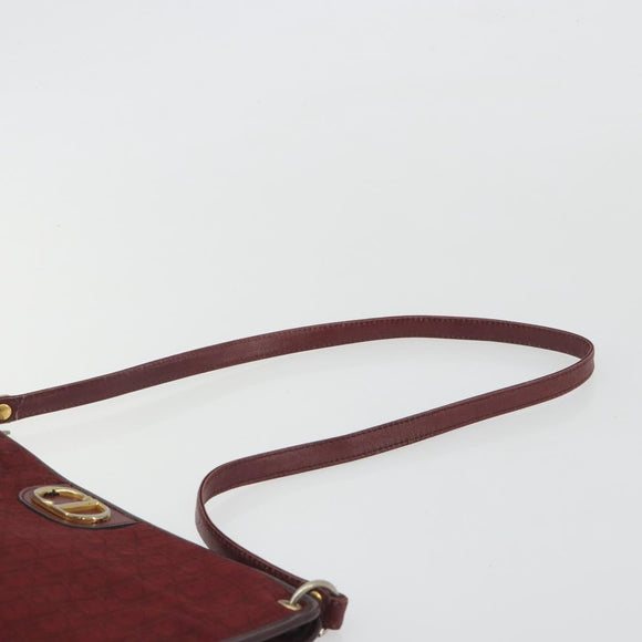 Christian Dior Trotter Canvas Shoulder Bag Red Gold Auth 193068