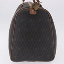 Christian Dior Honeycomb Canvas Boston Bag PVC Black Gold Auth 193070-4