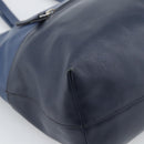 Miu Miu Tote Bag Leather Navy Silver Auth 193071-11