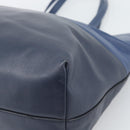 Miu Miu Tote Bag Leather Navy Silver Auth 193071-12