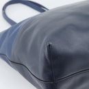 Miu Miu Tote Bag Leather Navy Silver Auth 193071-13