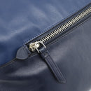 Miu Miu Tote Bag Leather Navy Silver Auth 193071-15