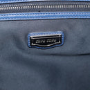 Miu Miu Tote Bag Leather Navy Silver Auth 193071-16