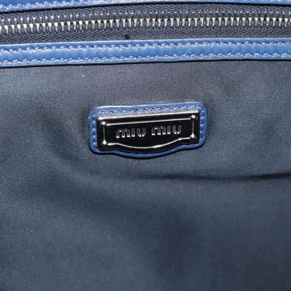 Miu Miu Tote Bag Leather Navy Silver Auth 193071