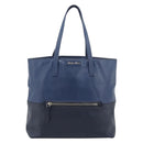 Miu Miu Tote Bag Leather Navy Silver Auth 193071-2