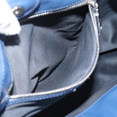 Miu Miu Tote Bag Leather Navy Silver Auth 193071-21