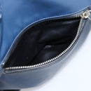 Miu Miu Tote Bag Leather Navy Silver Auth 193071-22