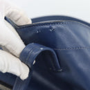 Miu Miu Tote Bag Leather Navy Silver Auth 193071-26