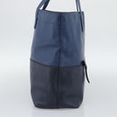 Miu Miu Tote Bag Leather Navy Silver Auth 193071-4