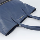 Miu Miu Tote Bag Leather Navy Silver Auth 193071-6