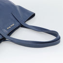 Miu Miu Tote Bag Leather Navy Silver Auth 193071-7