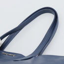 Miu Miu Tote Bag Leather Navy Silver Auth 193071-8