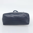 Miu Miu Tote Bag Leather Navy Silver Auth 193071-9