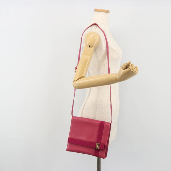 Salvatore Ferragamo Vala Shoulder Bag Leather Pink Gold Auth 193072