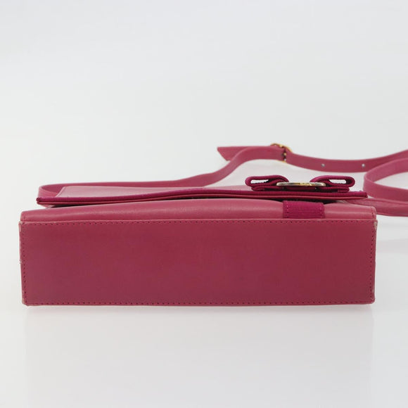 Salvatore Ferragamo Vala Shoulder Bag Leather Pink Gold Auth 193072