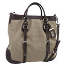 PRADA Hand Bag Canvas Leather 2way Beige Silver Auth 193073V-1