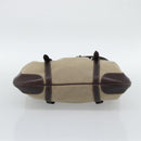 PRADA Hand Bag Canvas Leather 2way Beige Silver Auth 193073V-11