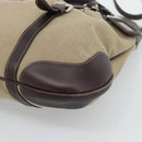 PRADA Hand Bag Canvas Leather 2way Beige Silver Auth 193073V-12
