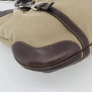 PRADA Hand Bag Canvas Leather 2way Beige Silver Auth 193073V-13