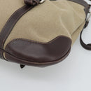 PRADA Hand Bag Canvas Leather 2way Beige Silver Auth 193073V-14