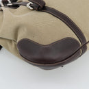 PRADA Hand Bag Canvas Leather 2way Beige Silver Auth 193073V-15