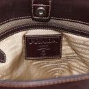 PRADA Hand Bag Canvas Leather 2way Beige Silver Auth 193073V-17