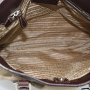 PRADA Hand Bag Canvas Leather 2way Beige Silver Auth 193073V-18