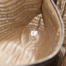 PRADA Hand Bag Canvas Leather 2way Beige Silver Auth 193073V-23