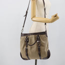 PRADA Hand Bag Canvas Leather 2way Beige Silver Auth 193073V-24