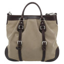 PRADA Hand Bag Canvas Leather 2way Beige Silver Auth 193073V-3