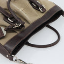 PRADA Hand Bag Canvas Leather 2way Beige Silver Auth 193073V-6