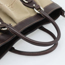 PRADA Hand Bag Canvas Leather 2way Beige Silver Auth 193073V-7