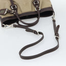 PRADA Hand Bag Canvas Leather 2way Beige Silver Auth 193073V-9