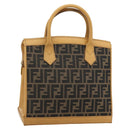 FENDI Zucca Canvas Hand Bag Black Brown Auth 193074V-1