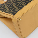 FENDI Zucca Canvas Hand Bag Black Brown Auth 193074V-13