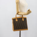 FENDI Zucca Canvas Hand Bag Black Brown Auth 193074V-23