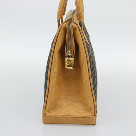 FENDI Zucca Canvas Hand Bag Black Brown Auth 193074V