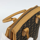 FENDI Zucca Canvas Hand Bag Black Brown Auth 193074V-6