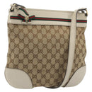 GUCCI GG Canvas Web Sherry Line Pretty Bag Beige Gold 257065 Auth 193075V-1