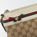 GUCCI GG Canvas Web Sherry Line Pretty Bag Beige Gold 257065 Auth 193075V-14