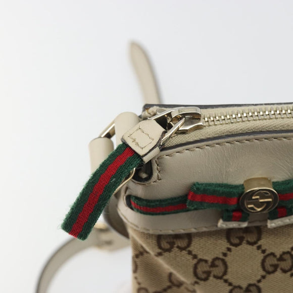 GUCCI GG Canvas Web Sherry Line Pretty Bag Beige Gold 257065 Auth 193075V