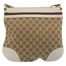GUCCI GG Canvas Web Sherry Line Pretty Bag Beige Gold 257065 Auth 193075V-3