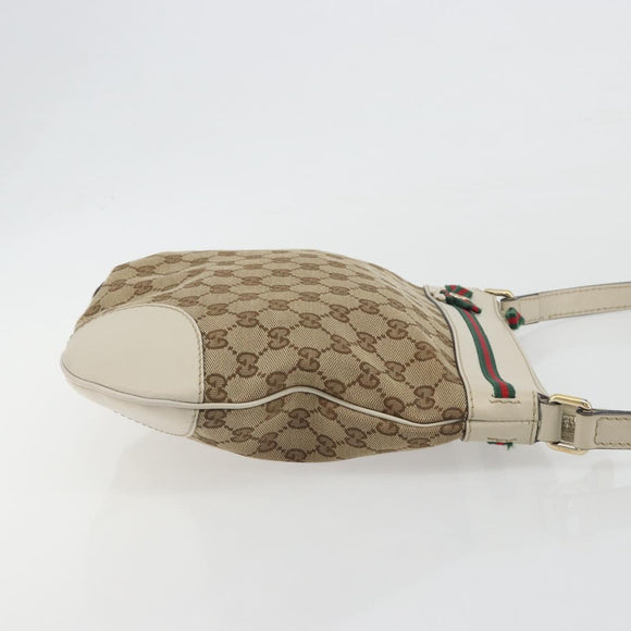 GUCCI GG Canvas Web Sherry Line Pretty Bag Beige Gold 257065 Auth 193075V