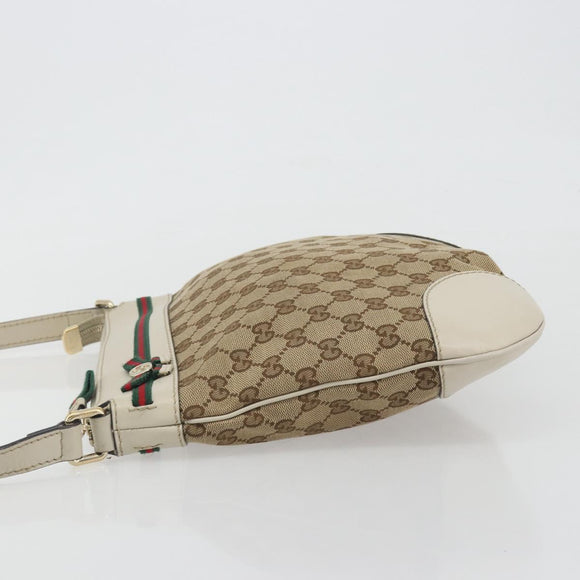 GUCCI GG Canvas Web Sherry Line Pretty Bag Beige Gold 257065 Auth 193075V