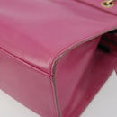 CELINE Hand Bag Leather 2way Pink Gold Auth 193077A-9