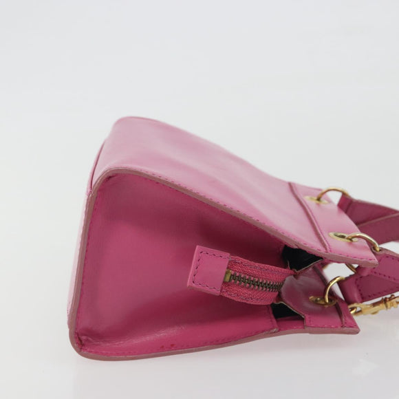 CELINE Hand Bag Leather 2way Pink Gold Auth 193077A